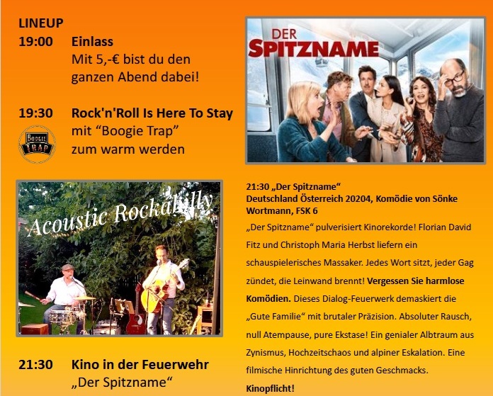 DORFKINO + LIVEMUSIK 19.06.2026 DORFKINO + LIVEMUSIK 19.06.2026