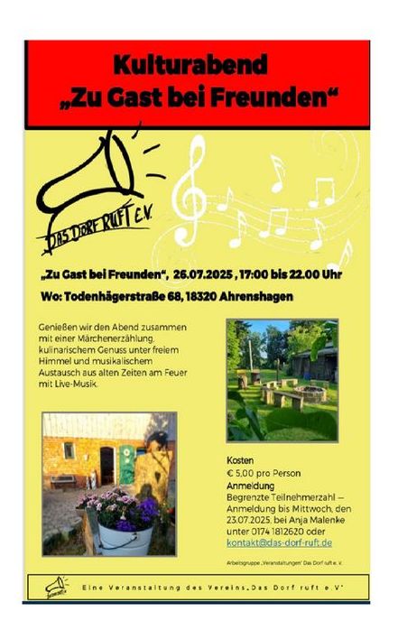 26. Juli | Kulturabend "Zu Gast bei Freunden" 26. Juli | Kulturabend "Zu Gast bei Freunden"