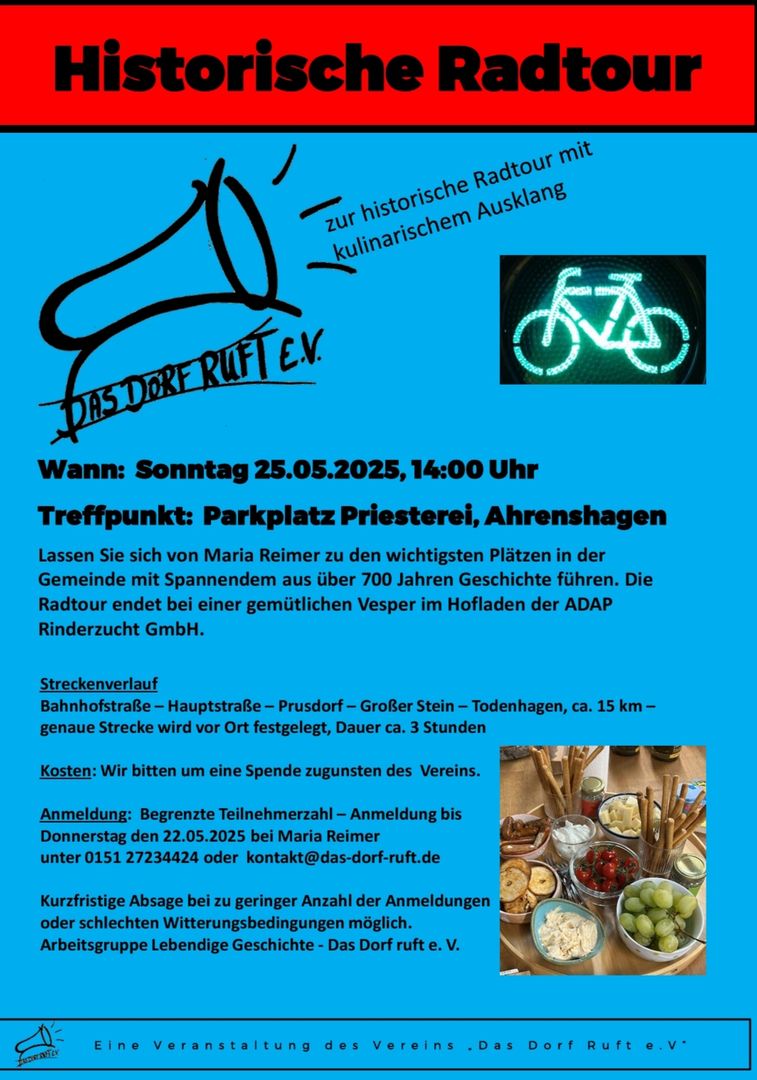 Historische Radtour am 25. Mai 2025 mal "ohne Rad" Historische Radtour am 25. Mai 2025 mal "ohne Rad"